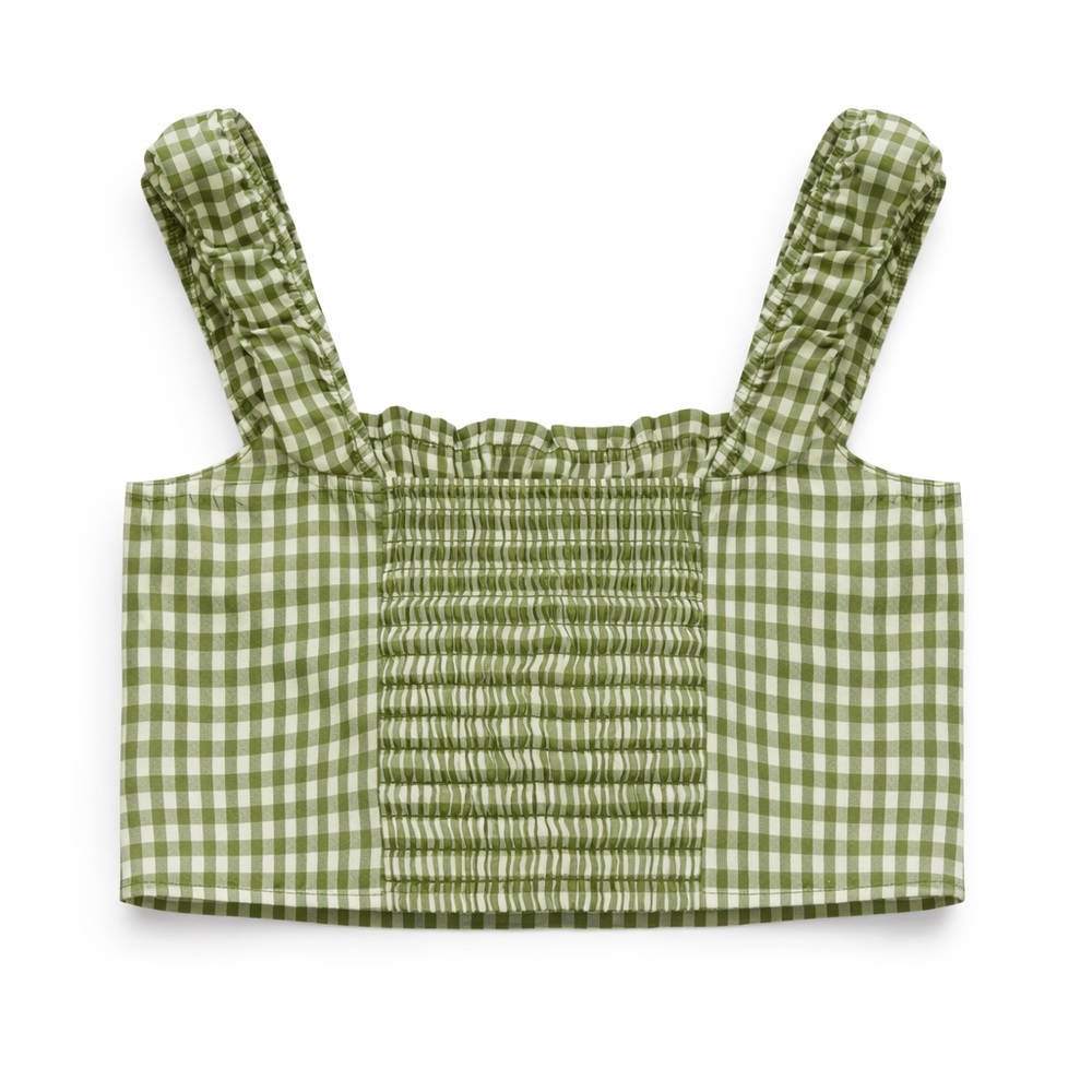 Tullea Gingham Women's Gingham Crop Tank Top Size Small NWT - Picture 3 of 7